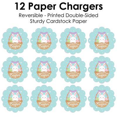 Spring Easter Bunny - Happy Easter Party Round Table Decorations - Paper Chargers - Place Setting For 12