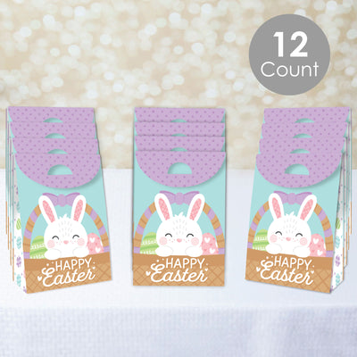 Spring Easter Bunny - Happy Easter Gift Favor Bags - Party Goodie Boxes - Set of 12