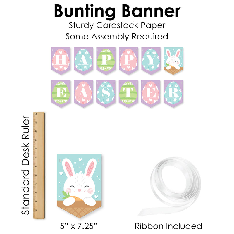 Spring Easter Bunny - DIY Happy Easter Party Signs - Snack Bar Decorations Kit - 50 Pieces