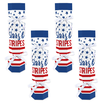 Stars & Stripes - No Snap Patriotic Party Table Favors - DIY Cracker Boxes - Set of 12