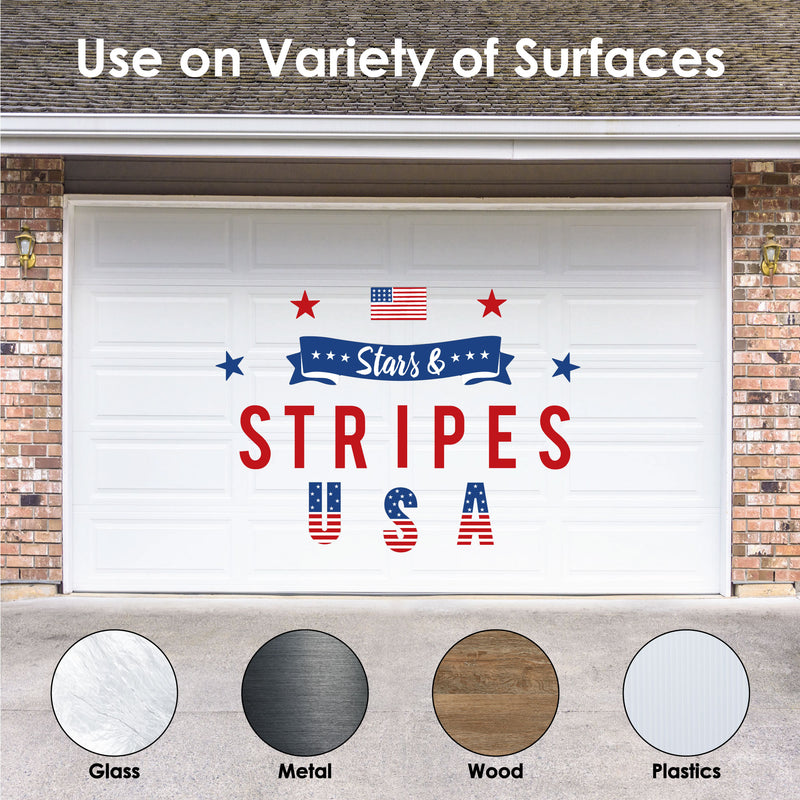 Stars & Stripes - Peel and Stick Patriotic Party Decoration - Wall Decals Backdrop