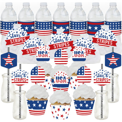 Stars & Stripes - Patriotic Party Favors and Cupcake Kit - Fabulous Favor Party Pack - 100 Pieces