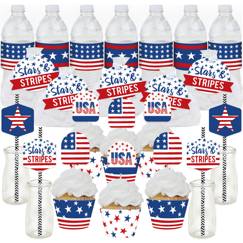 Stars & Stripes - Patriotic Party Favors and Cupcake Kit - Fabulous Favor Party Pack - 100 Pieces