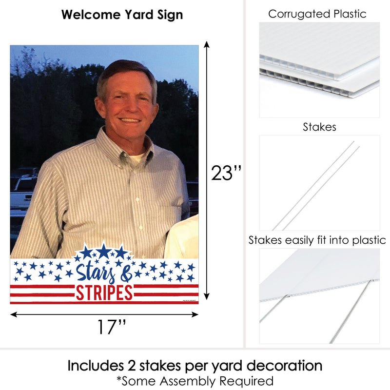 Stars & Stripes - Photo Yard Sign - Patriotic Party Decorations