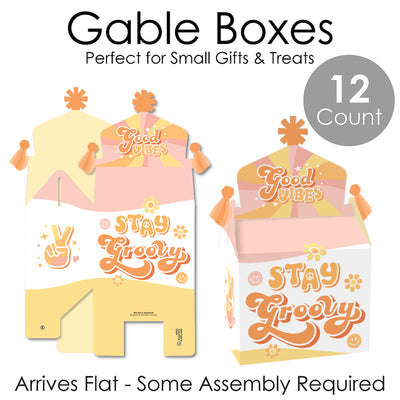 Stay Groovy - Treat Box Party Favors - Boho Hippie Party Goodie Gable Boxes - Set of 12