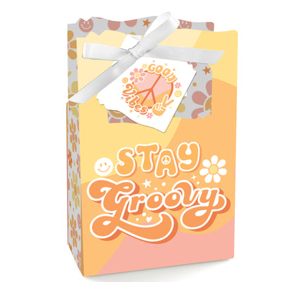 Stay Groovy - Boho Hippie Party Favor Boxes - Set of 12