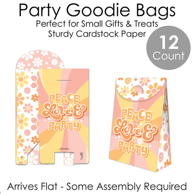 Stay Groovy - Boho Hippie Gift Favor Bags - Birthday Party Goodie Boxes - Set of 12