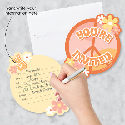 Stay Groovy - Shaped Fill-In Invitations - Boho Hippie Party Invitation Cards with Envelopes - Set of 12