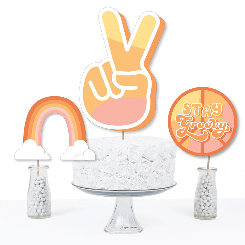 Stay Groovy - Boho Hippie Party Centerpiece Sticks - Table Toppers - Set of 15