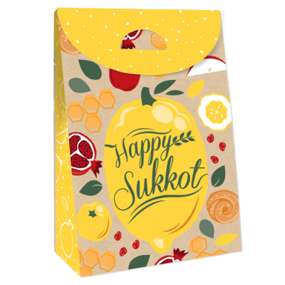 Sukkot - Sukkah Jewish Holiday Gift Favor Bags - Party Goodie Boxes - Set of 12