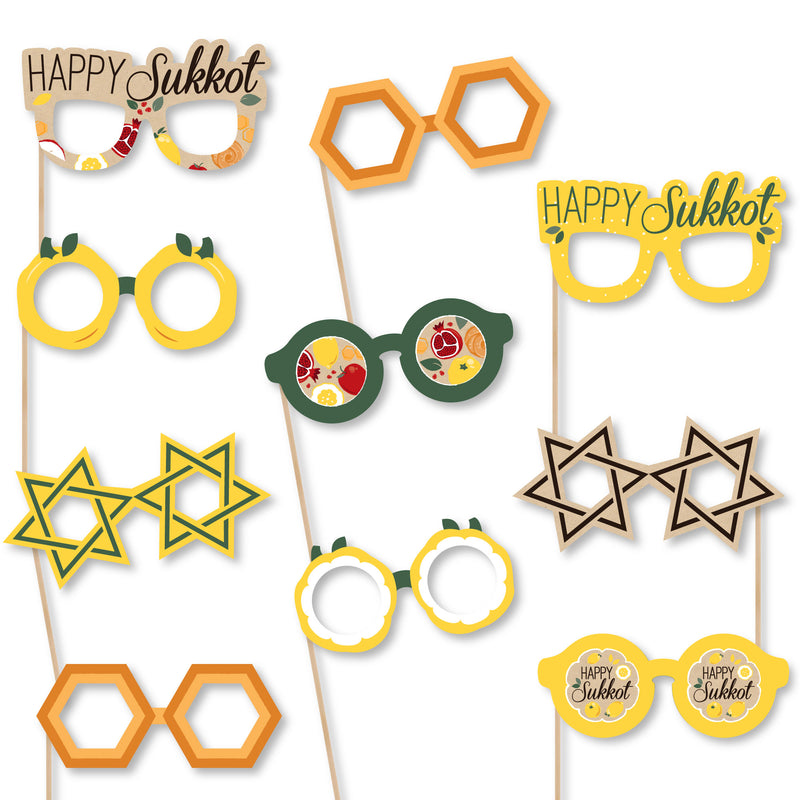 Sukkot Glasses - Paper Card Stock Sukkah Jewish Holiday Photo Booth Props Kit - 10 Count