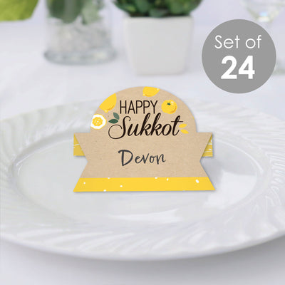 Sukkot - Sukkah Jewish Holiday Tent Buffet Card - Table Setting Name Place Cards - Set of 24