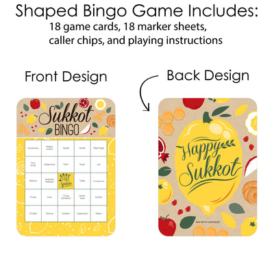 Sukkot - Bingo Cards and Markers - Sukkah Jewish Holiday Bingo Game - Set of 18
