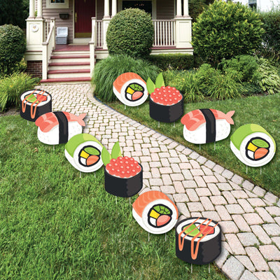 Let's Roll - Sushi - Lawn Decorations - Outdoor Japanese Party Yard Decorations - 10 Piece