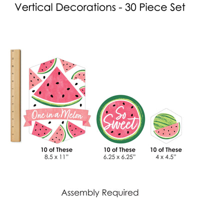 Sweet Watermelon - Fruit Party DIY Dangler Backdrop - Hanging Vertical Decorations - 30 Pieces
