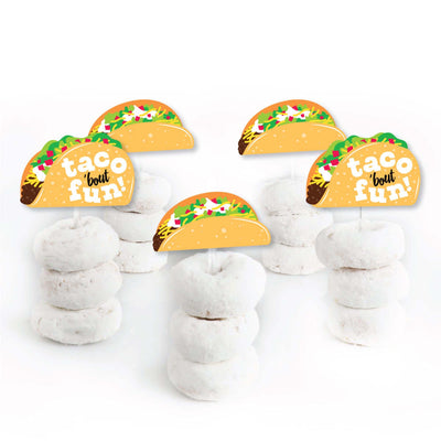 Taco 'Bout Fun - Dessert Cupcake Toppers - Mexican Fiesta Clear Treat Picks - Set of 24
