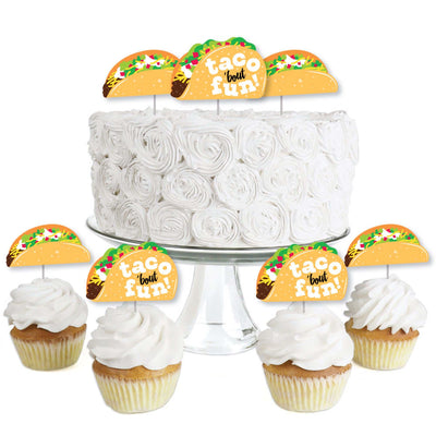 Taco 'Bout Fun - Dessert Cupcake Toppers - Mexican Fiesta Clear Treat Picks - Set of 24