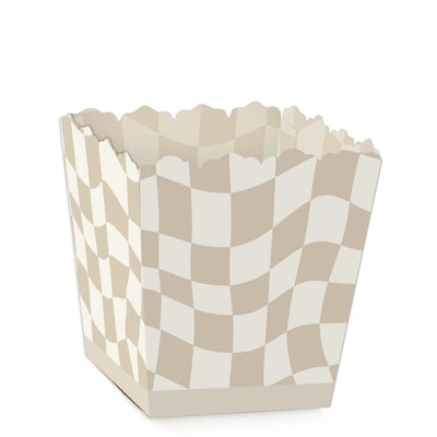 Tan Checkered Party - Party Mini Favor Boxes - Treat Candy Boxes - Set of 12