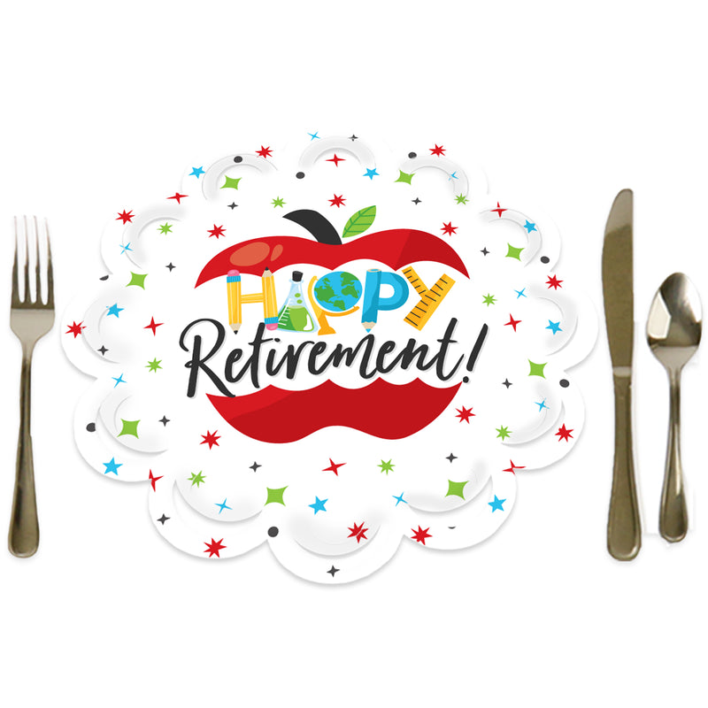 Teacher Retirement - Happy Retirement Party Round Table Decorations - Paper Chargers - Place Setting For 12