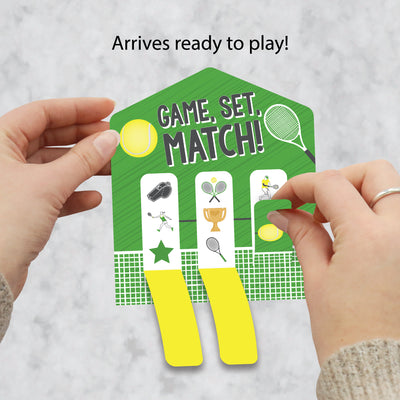 You Got Served - Tennis - Baby Shower or Tennis Ball Birthday Party Game Pickle Cards - Pull Tabs 3-in-a-Row - Set of 12