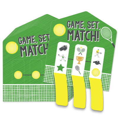 You Got Served - Tennis - Baby Shower or Tennis Ball Birthday Party Game Pickle Cards - Pull Tabs 3-in-a-Row - Set of 12