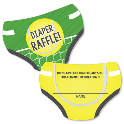 You Got Served - Tennis - Diaper Shaped Raffle Ticket Inserts - Baby Shower Activities - Diaper Raffle Game - Set of 24