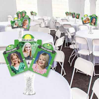 You Got Served - Tennis - Baby Shower or Tennis Ball Birthday Party Picture Centerpiece Sticks - Photo Table Toppers - 15 Pieces