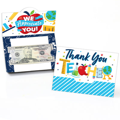 Thank You Teachers - Teacher Appreciation Money and Gift Card Holders - Set of 8