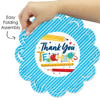 Thank You Teachers - Teacher Appreciation Round Table Decorations - Paper Chargers - Place Setting For 12