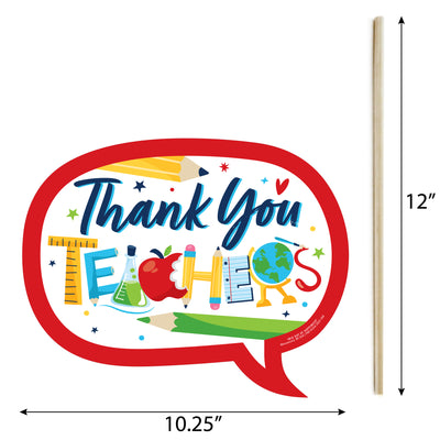 Funny Thank You Teachers - Teacher Appreciation Photo Booth Props Kit - 10 Piece