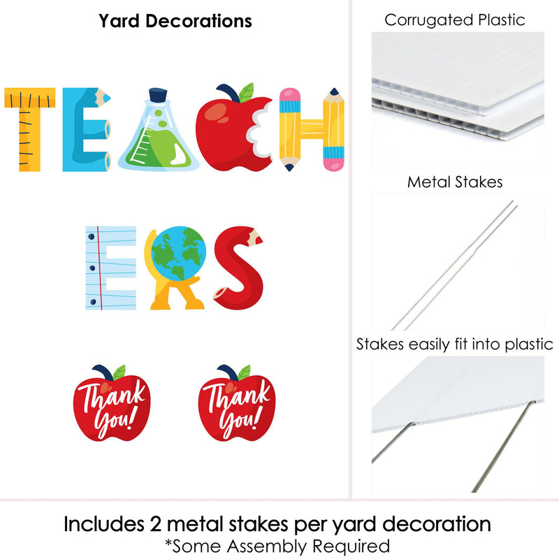 Thank You Teachers - Yard Sign Outdoor Lawn Decorations - Teacher Appreciation Yard Signs - Teachers