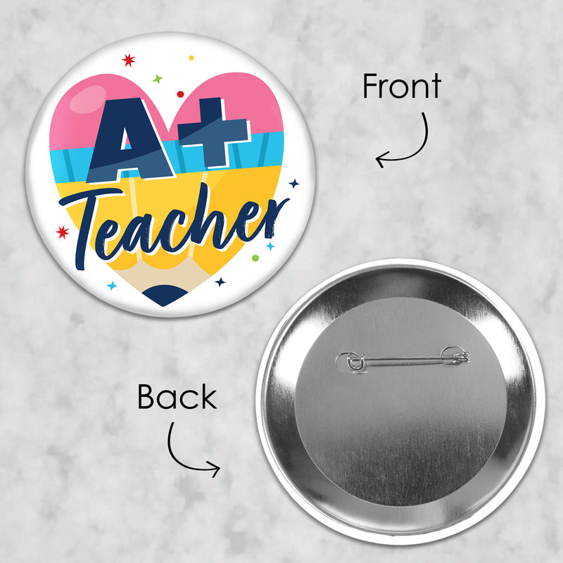 Thank You Teachers - 3 inch Teacher Appreciation Badge - Pinback Buttons - Set of 8