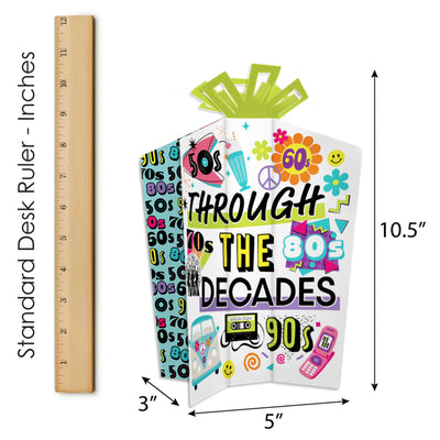 Through the Decades - Table Decorations - 50s, 60s, 70s, 80s, and 90s Party Fold and Flare Centerpieces - 10 Count