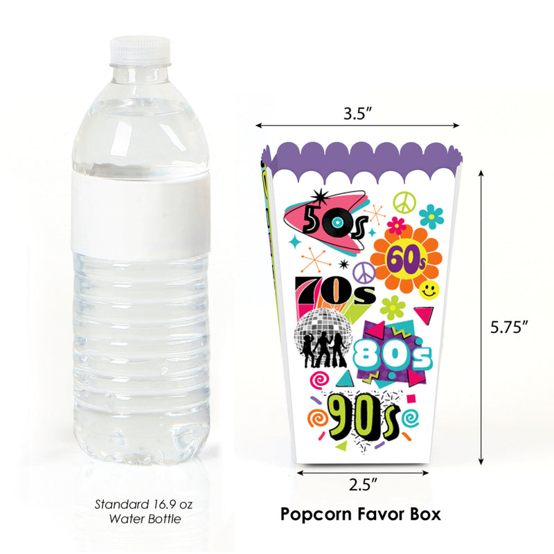 Through the Decades - 50s, 60s, 70s, 80s, and 90s Party Favor Popcorn Treat Boxes - Set of 12