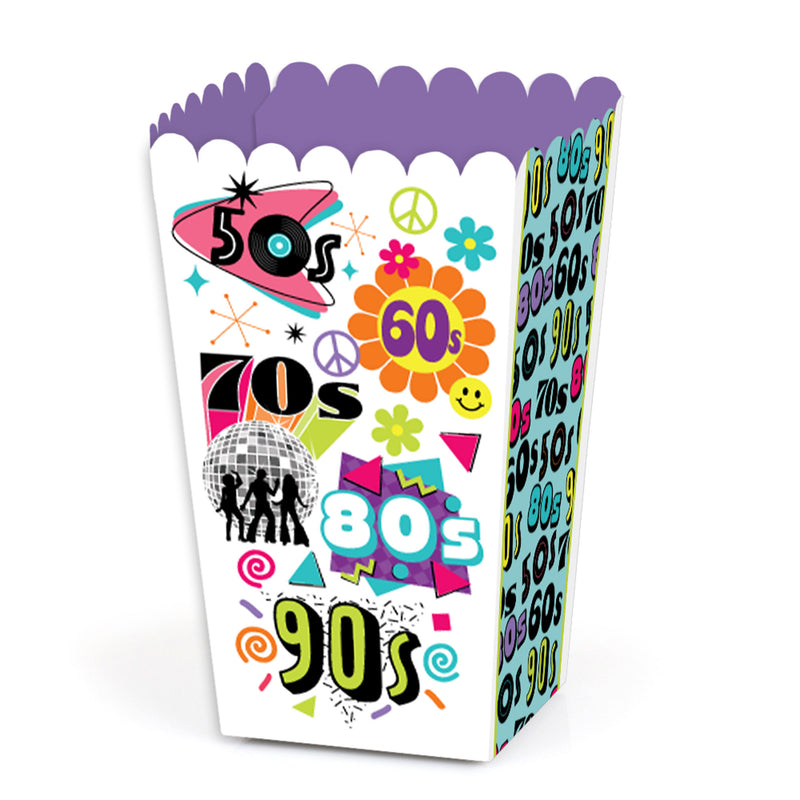 Through the Decades - 50s, 60s, 70s, 80s, and 90s Party Favor Popcorn Treat Boxes - Set of 12