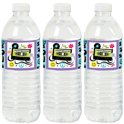 Through the Decades - 50s, 60s, 70s, 80s, and 90s Party Water Bottle Sticker Labels - Set of 20