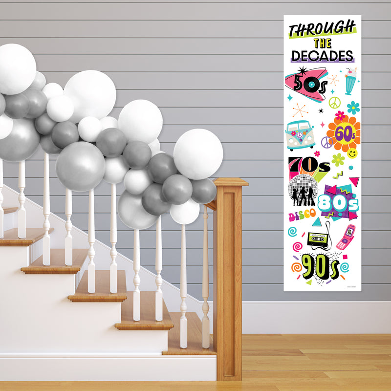 Through the Decades - 50s, 60s, 70s, 80s, and 90s Party Front Door Decoration - Vertical Banner