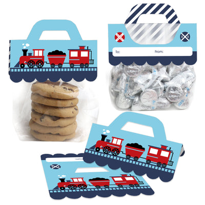 Railroad Party Crossing - DIY Steam Train Birthday Party or Baby Shower Clear Goodie Favor Bag Labels - Candy Bags with Toppers - Set of 24