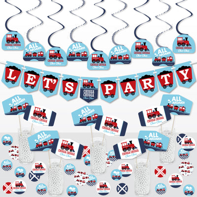 Railroad Party Crossing - Steam Train Birthday Party or Baby Shower Supplies Decoration Kit - Decor Galore Party Pack - 51 Pieces