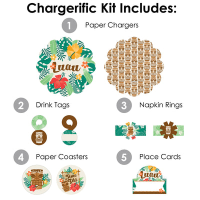 Tropical Luau - Hawaiian Beach Party Paper Charger and Table Decorations - Chargerific Kit - Place Setting for 8