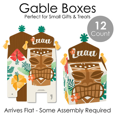 Tropical Luau - Treat Box Party Favors - Hawaiian Beach Party Goodie Gable Boxes - Set of 12
