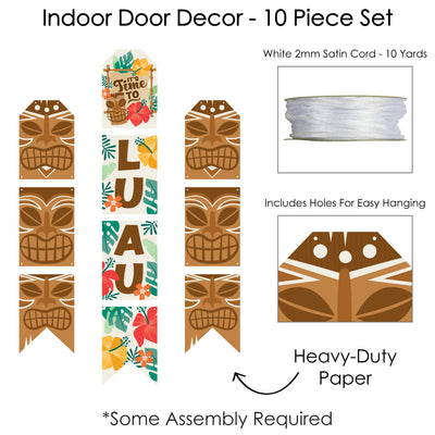 Tropical Luau - Hanging Vertical Paper Door Banners - Hawaiian Beach Party Wall Decoration Kit - Indoor Door Decor