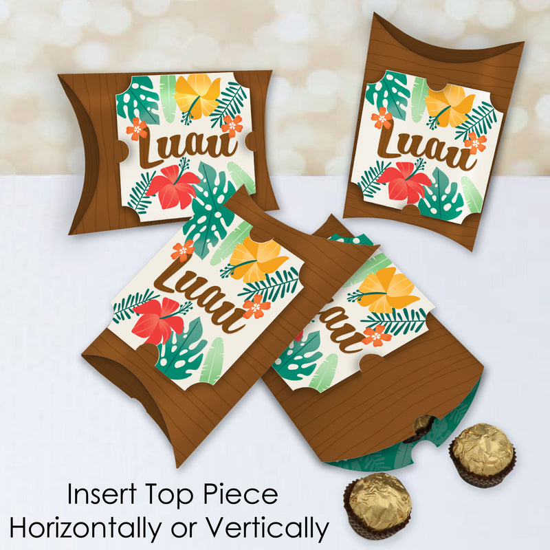 Tropical Luau - Favor Gift Boxes - Hawaiian Beach Party Large Pillow Boxes - Set of 12