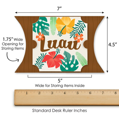 Tropical Luau - Favor Gift Boxes - Hawaiian Beach Party Large Pillow Boxes - Set of 12