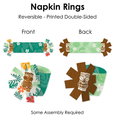 Tropical Luau - Hawaiian Beach Party Paper Napkin Holder - Napkin Rings - Set of 24