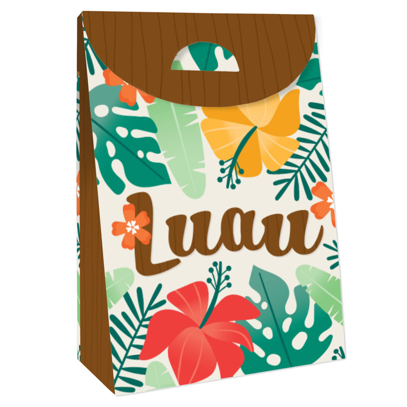 Tropical Luau - Hawaiian Beach Gift Favor Bags - Party Goodie Boxes - Set of 12