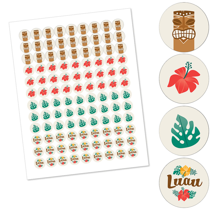 Tropical Luau - Hawaiian Beach Party Round Candy Sticker Favors - Labels Fit Chocolate Candy (1 sheet of 108)