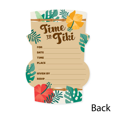 Tropical Luau - Shaped Fill-In Invitations - Hawaiian Beach Party Invitation Cards with Envelopes - Set of 12