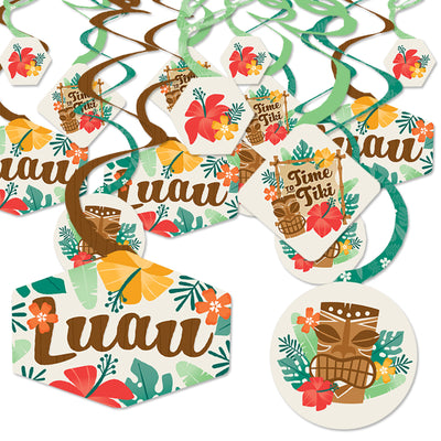 Tropical Luau - Hawaiian Beach Party Hanging Decor - Party Decoration Swirls - Set of 40