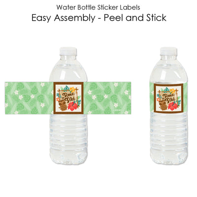 Tropical Luau - Hawaiian Beach Party Water Bottle Sticker Labels - Set of 20